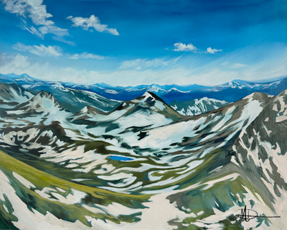 14er Art of the view from Mount Belford, Colorado.